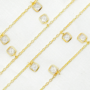 CZ2. 4mm Cubic Zirconia Square Shape Dangle Chain